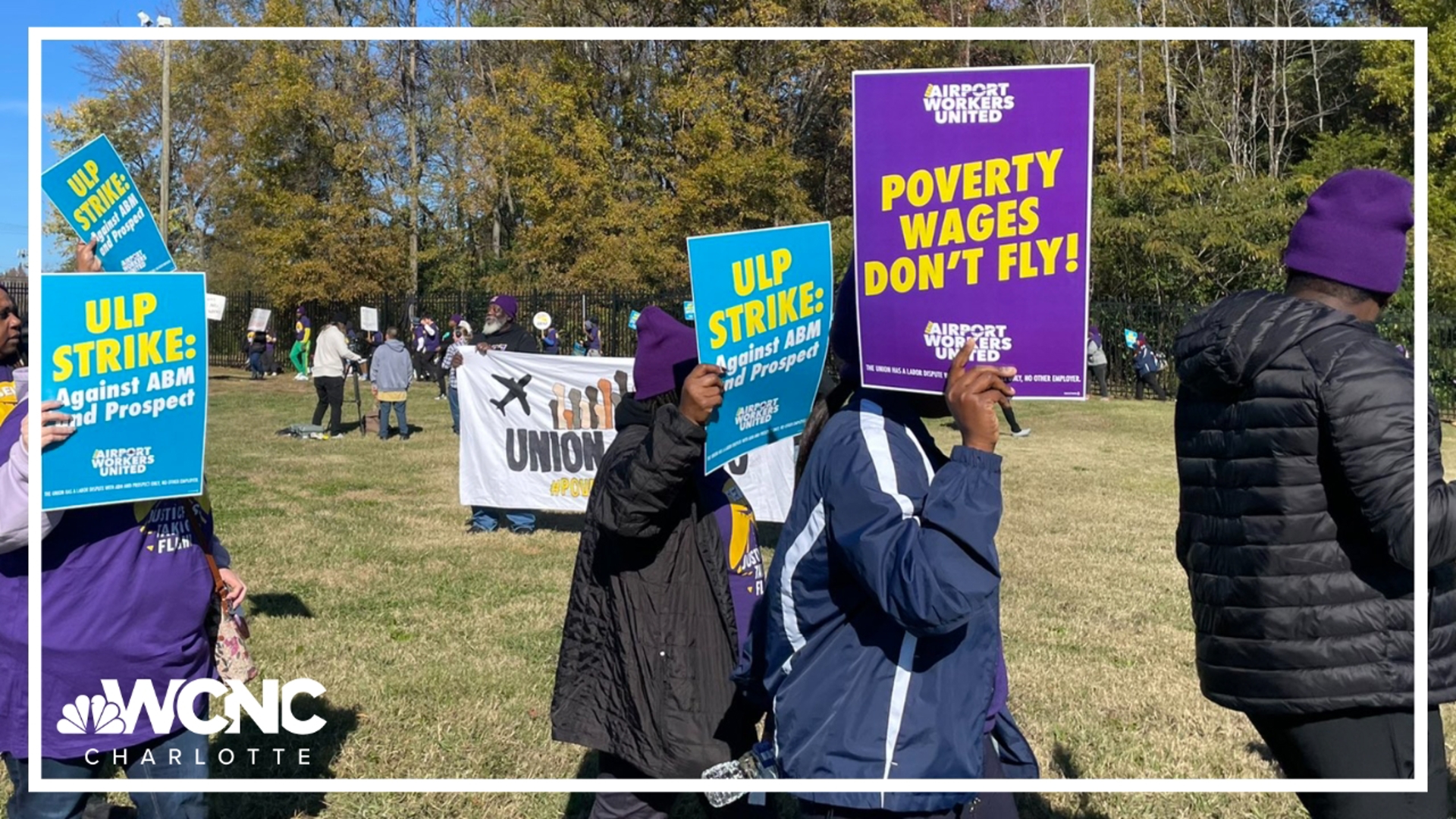 Dozens of airport workers are on strike during one of the busiest travel weeks of the year. 