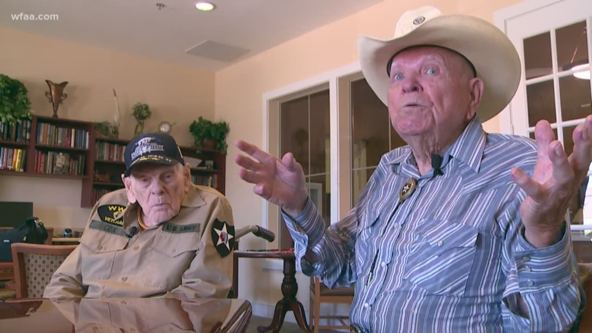 Seventy-five-years-ago, Pvt. Buck Sloan fought side by side with Cpl. Homer Cox. Cox is now 101 years old, and Sloan 95. Time hasn't faded their memories.