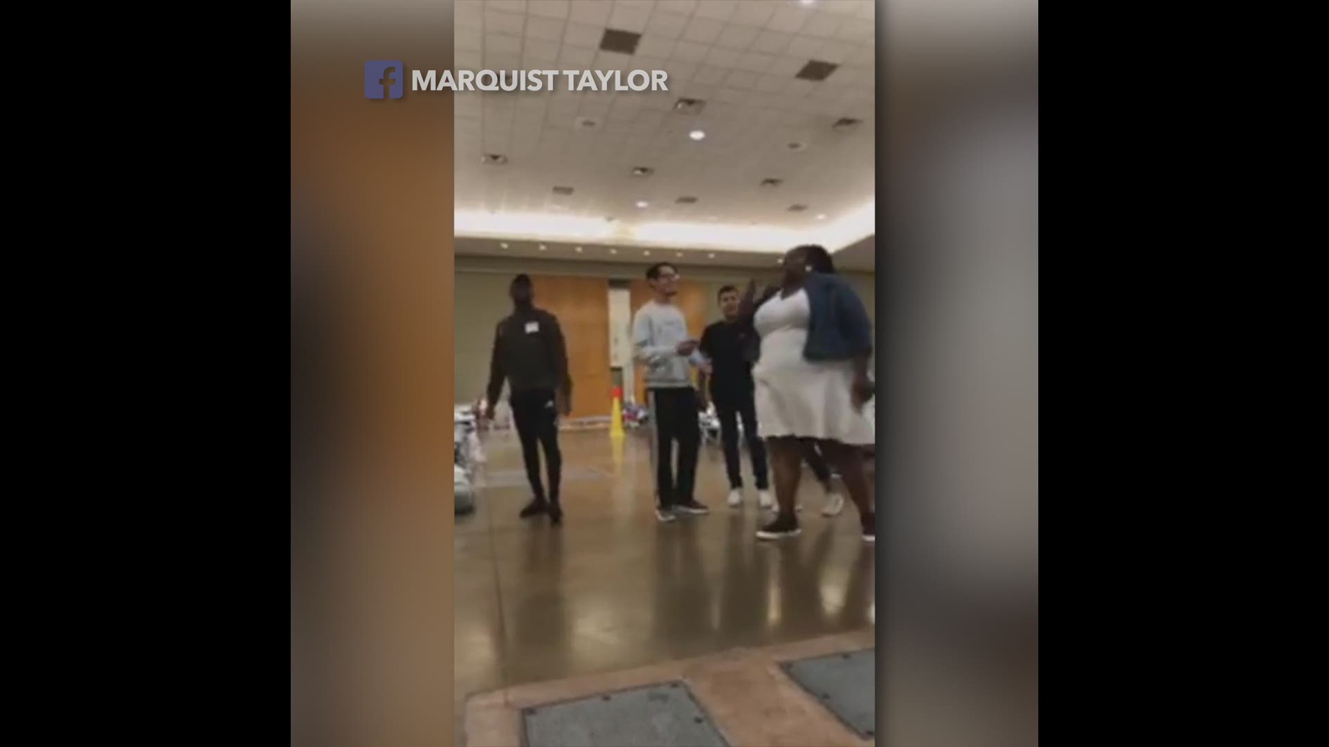 Victoria White, Marquist Taylor and a group of volunteers break out into gospel song inside a Conroe, Texas shelter. Video: Marquist Taylor