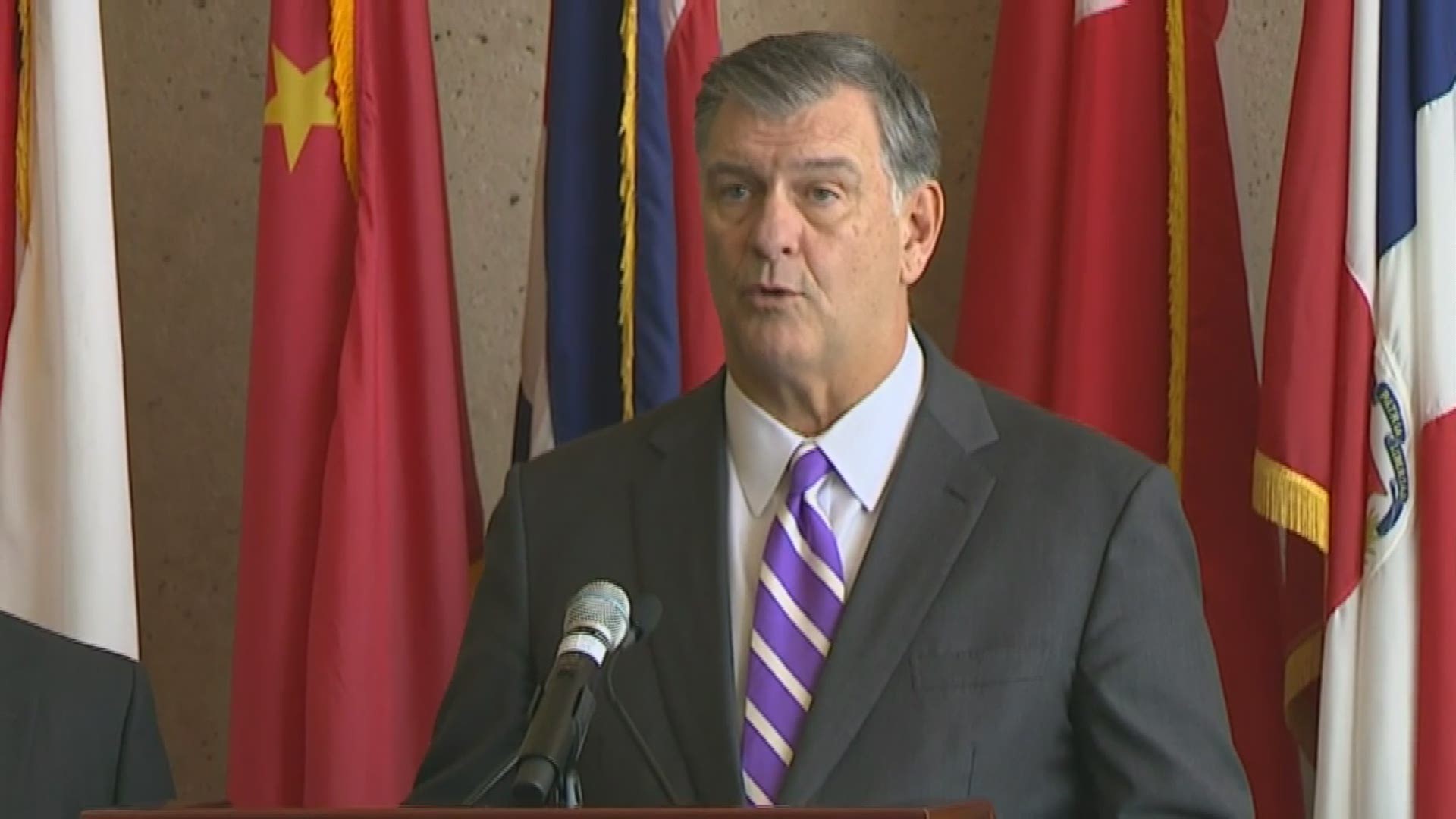Dallas Mayor Mike Rawlings addresses Thursday's announcement that Police Chief David Brown would retire.
