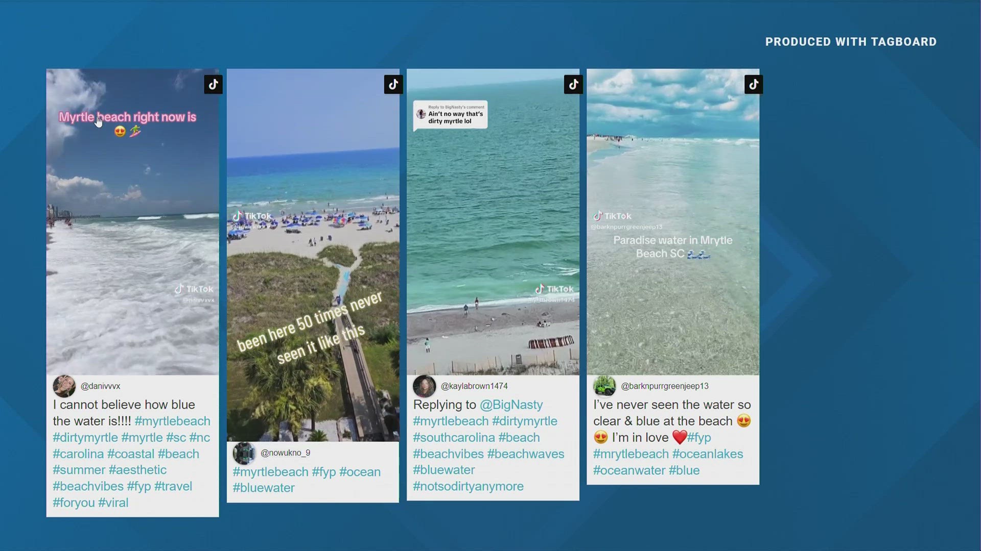 Social media filled up with posts from Myrtle Beach after people started sharing the waters of ‘Dirty Myrtle’ looking crystal clear.