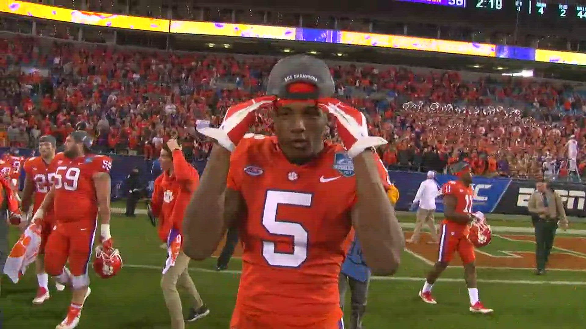 The Clemson Tigers three-peat as ACC Champions with a 38-3 win over Miami. Some of the players talked about winning another conference crown as the confetti fell. Blythewood's Jalen Williams, Hammond's Cannon Smith, Travis Etienne Jr and Deon Cain talk ab