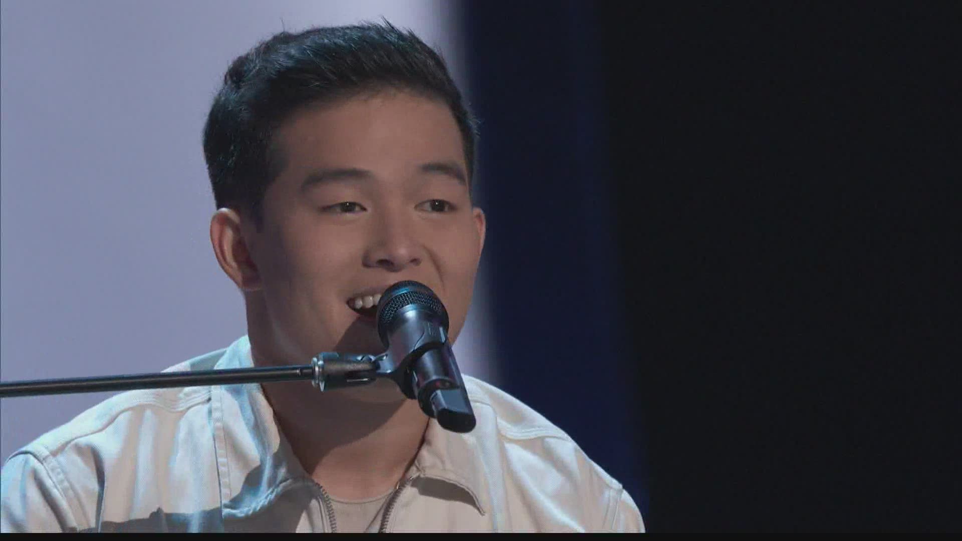 Keegan Ferrell, 21, sang "She Will Be Loved" by Maroon 5 during his blind audition.