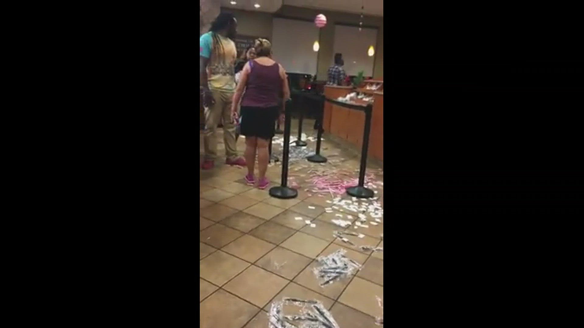 In a fit of rage a woman trashed a Chick-Fil-A on her way out