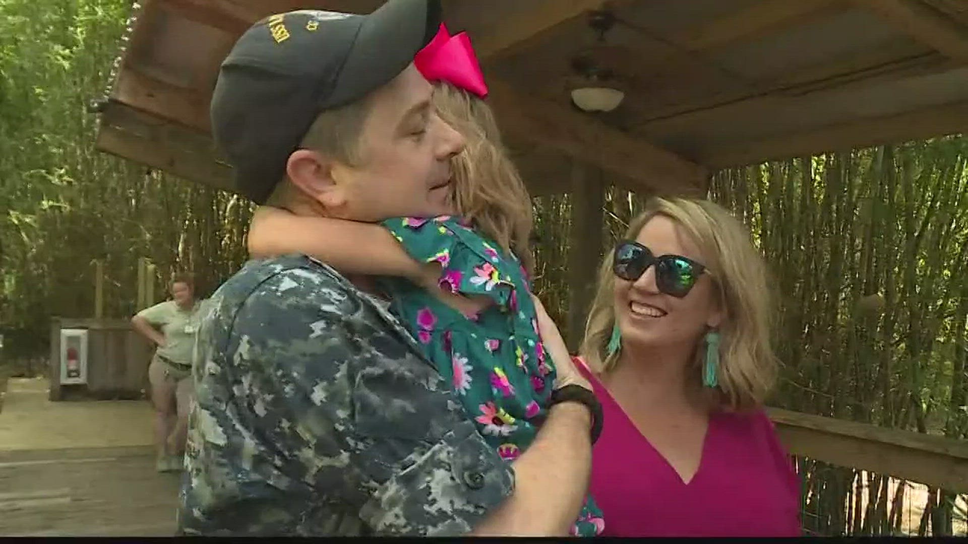 A Navy dad surprised his daughters after he was gone on deployment.