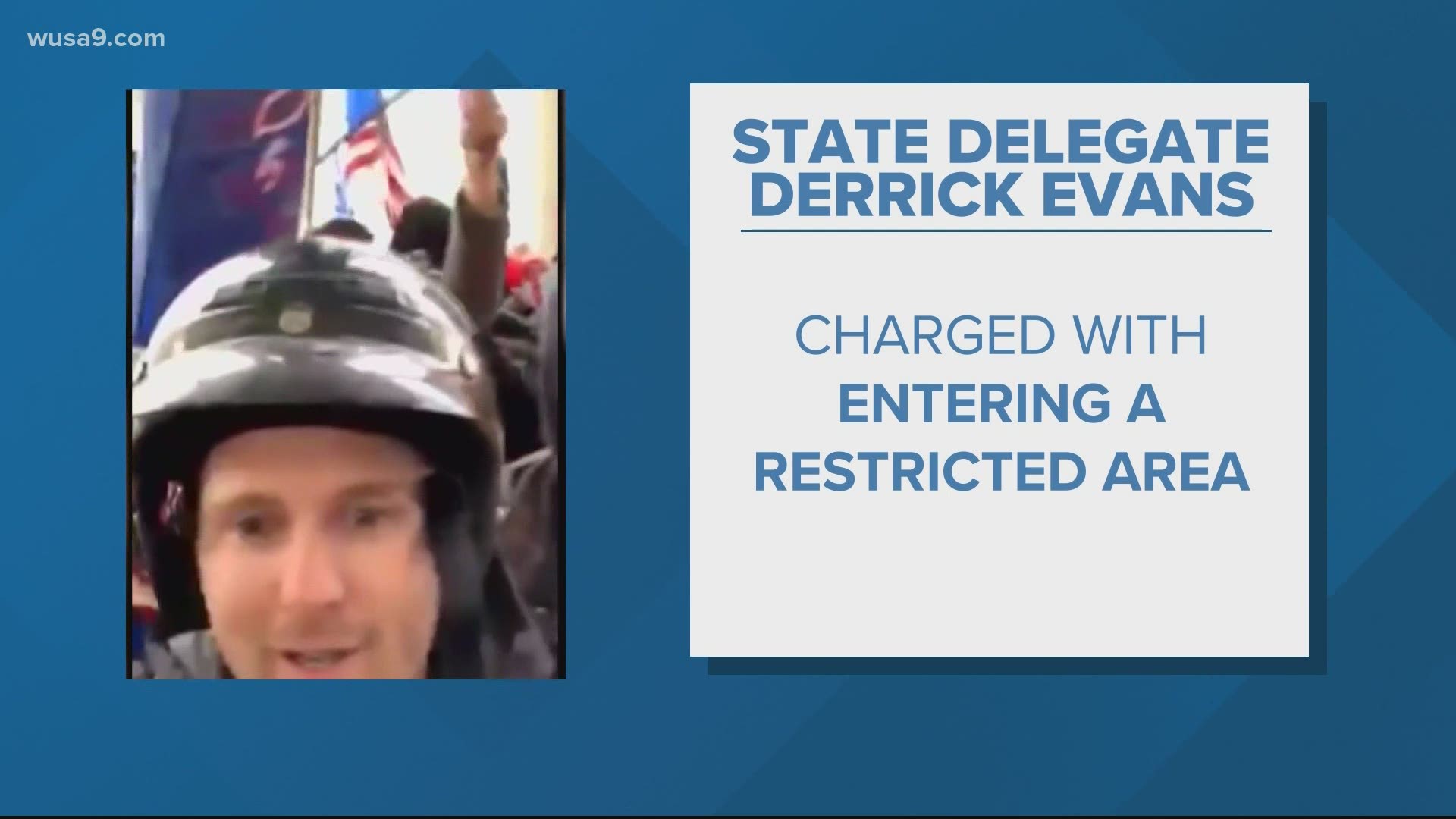 Evans filmed himself and supporters of President Trump storming the US Capitol. Evans is now charged with entering a restricted area.