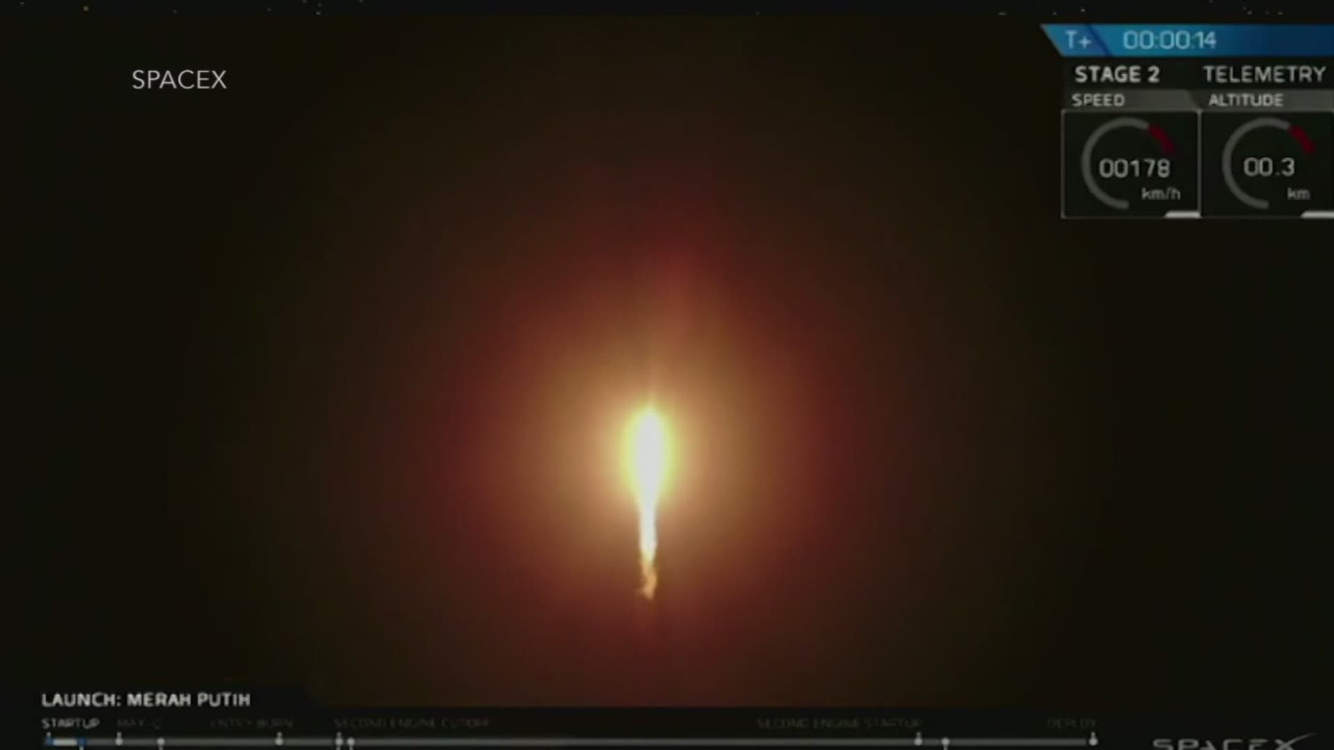 A SpaceX Falcon 9 rocket launched from Cape Canaveral, Florida early Tuesday morning. The rocket's first stage returned to earth, landing on the "Of Course I Still Love You" drone ship in the Atlantic Ocean. (Space X via AP)