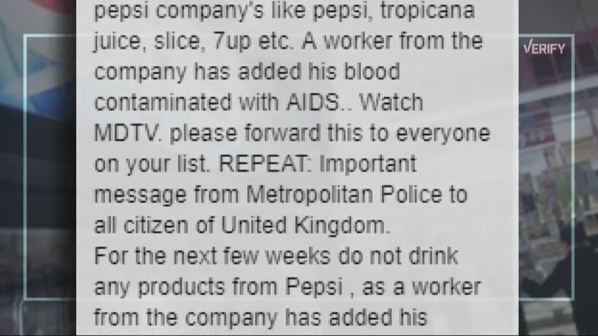 VERIFY Was HIV infected blood put into Pepsi products?