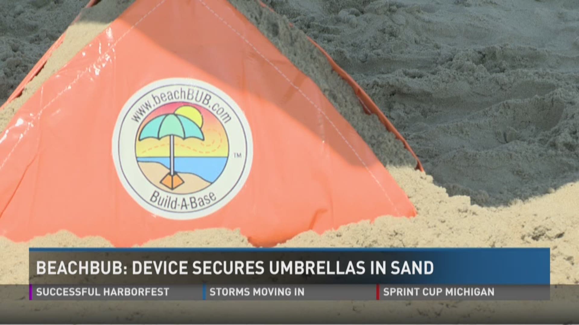 Man pushes beach umbrella safety product after woman dies in freak
