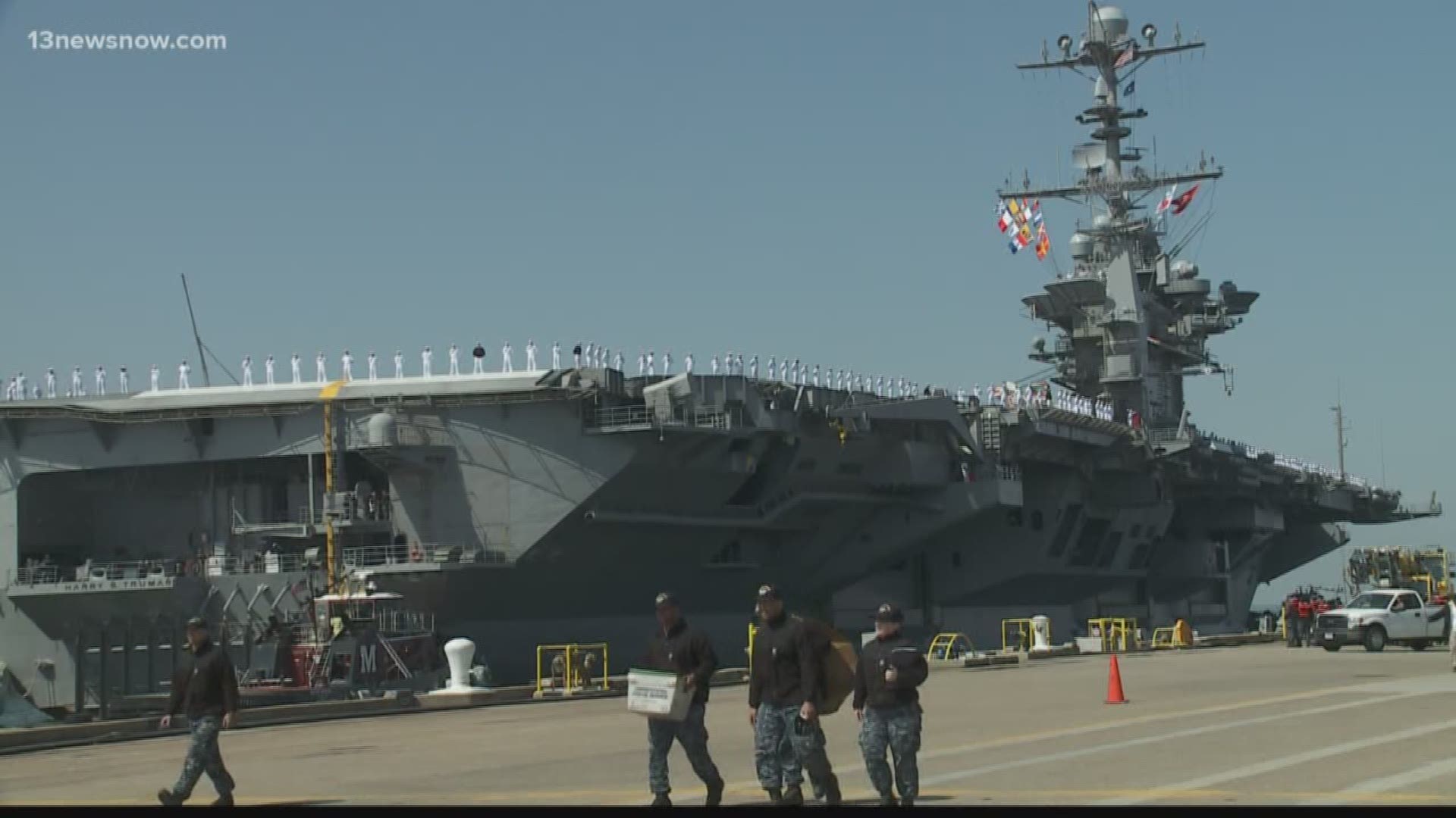 More than 65-hundred sailors from the USS Harry S. Truman carrier strike group are on their way overseas
