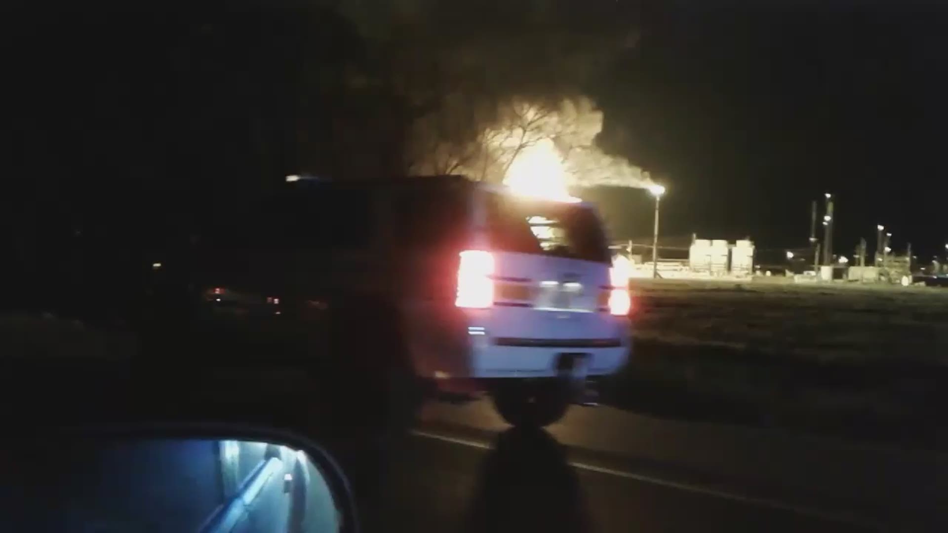 A fire at a plant in Paradis in St. Charles Parish. Video: Courtesy Stephen Goodale.