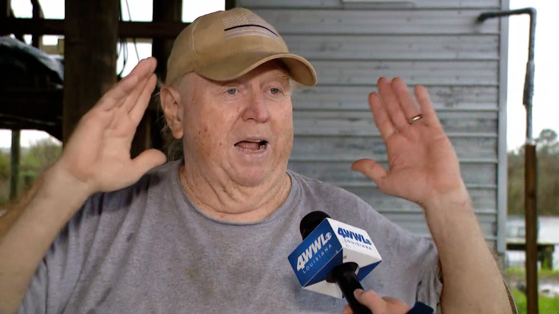 St. Tammany Parish native Jeffery Crossland talks to WWL Louisiana's Rachel Handley about a tornado over Pearlington, Miss., on Friday, March 15, 2024.