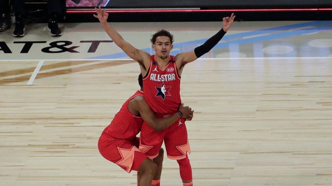 Trae Young All Star Game halfcourt shot lights up night ...